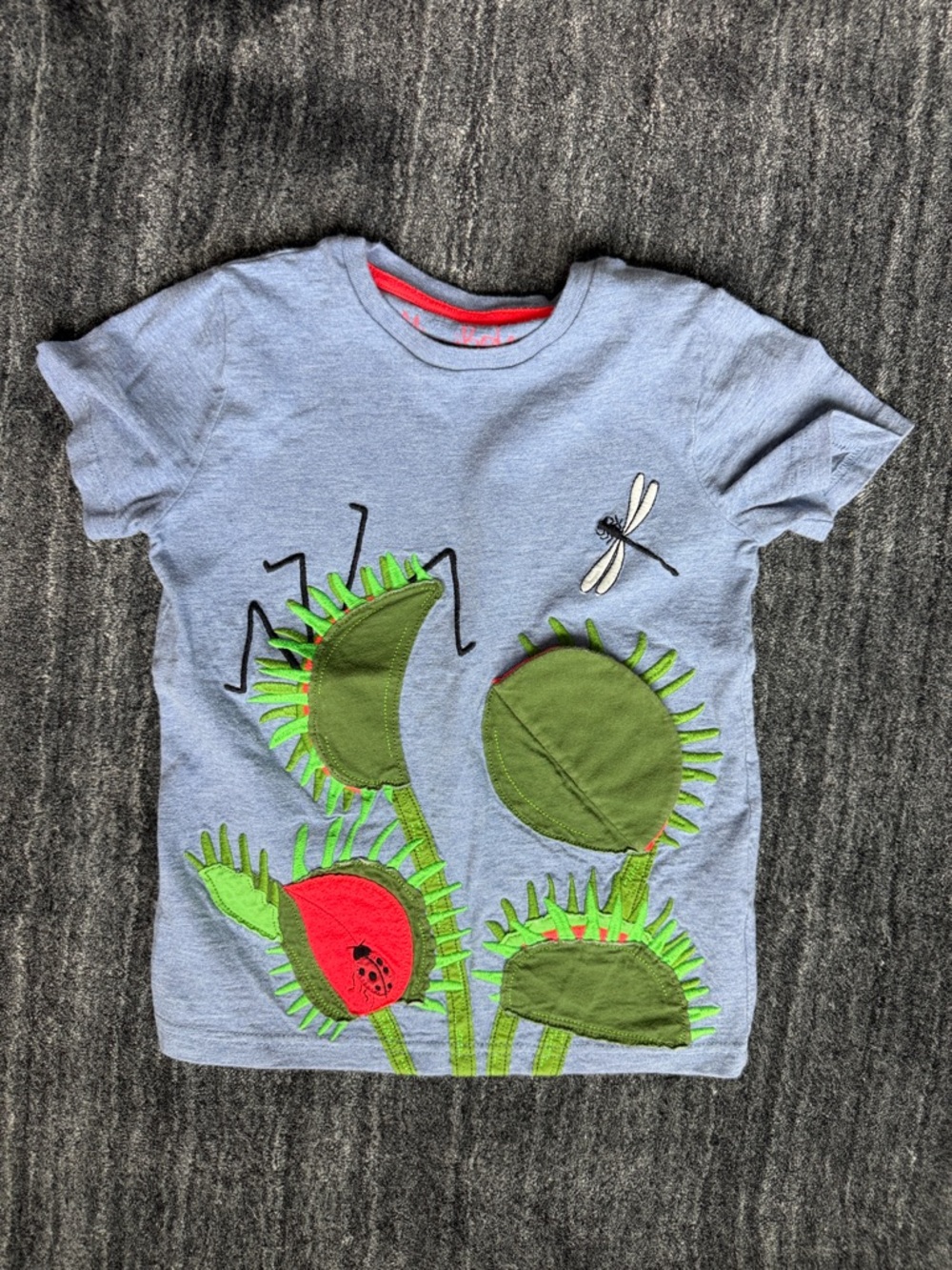 Mini Boden Light Blue Tee with Green & Red Appliqué